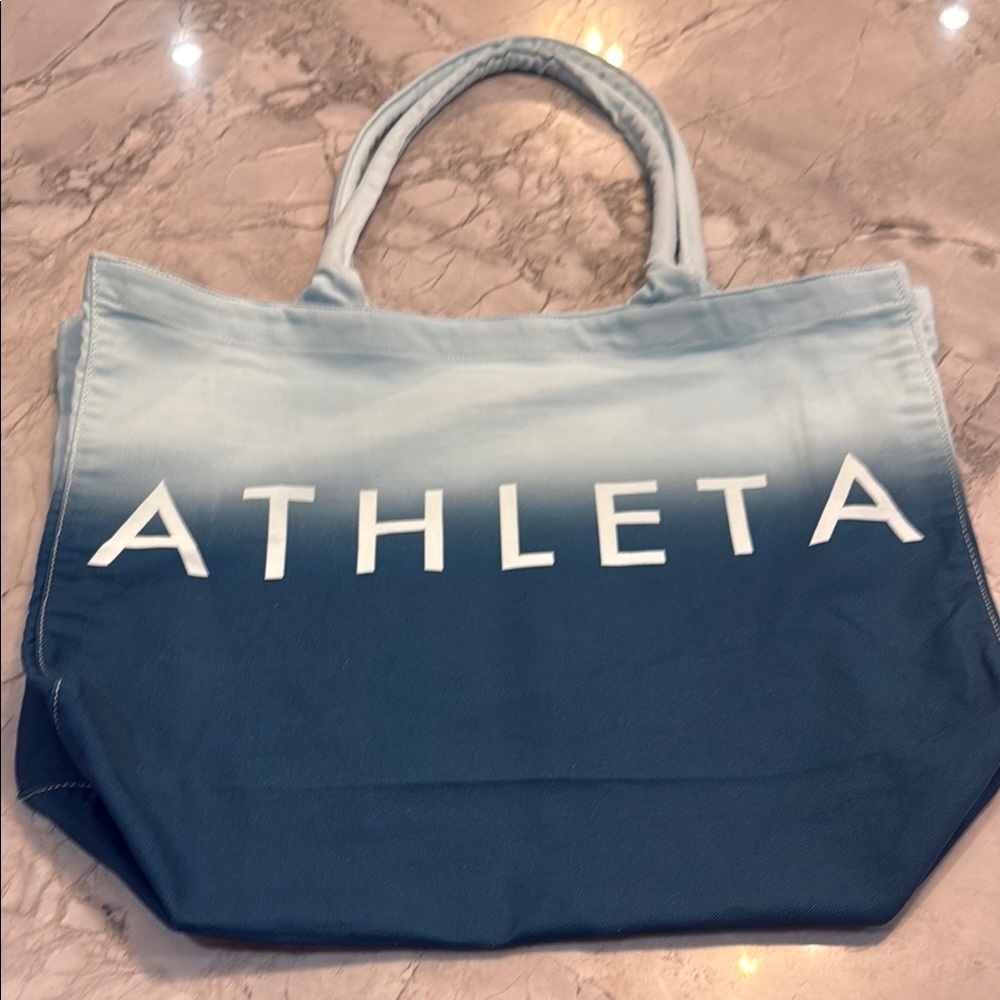 Athleta Ombré Blue and White Tote Bag with Sturdy Handles NWOT